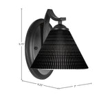 Zilo One Light Wall Sconce in Matte Black with 7" Black Matrix Shade