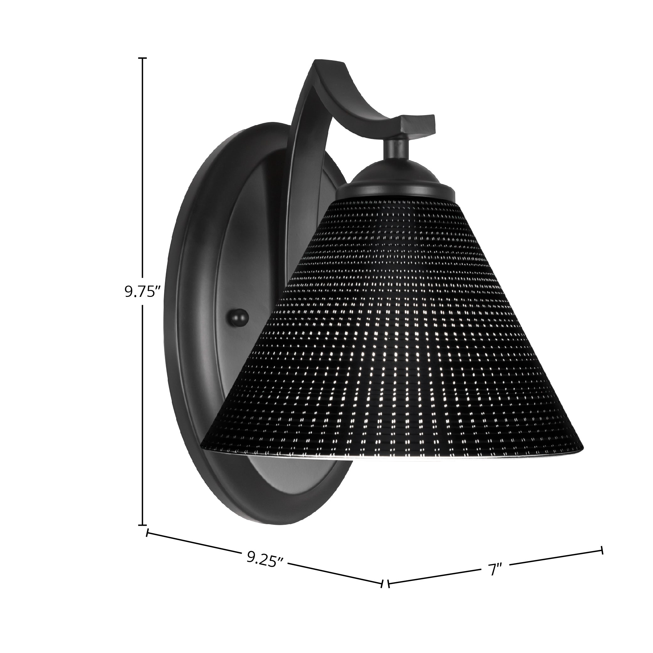 Zilo One Light Wall Sconce in Matte Black with 7" Black Matrix Shade