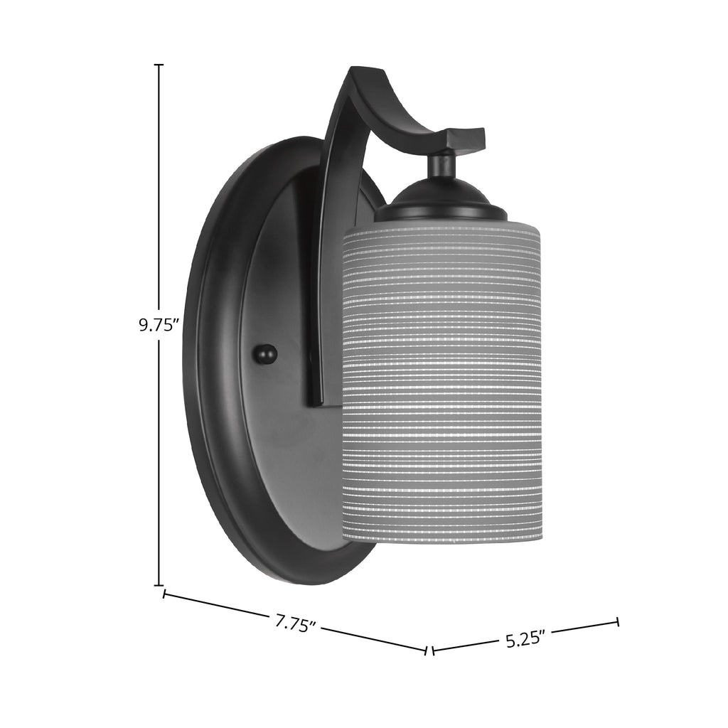 Zilo One Light Wall Sconce in Matte Black with 4" Gray Matrix Shade