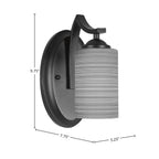 Zilo One Light Wall Sconce in Matte Black with 4" Gray Matrix Shade