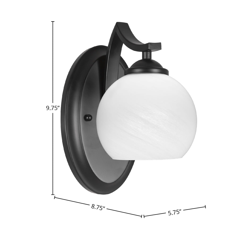 Zilo One Light Wall Sconce in Matte Black with 5.75" White Marble Shade