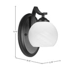 Zilo One Light Wall Sconce in Matte Black with 5.75" White Marble Shade