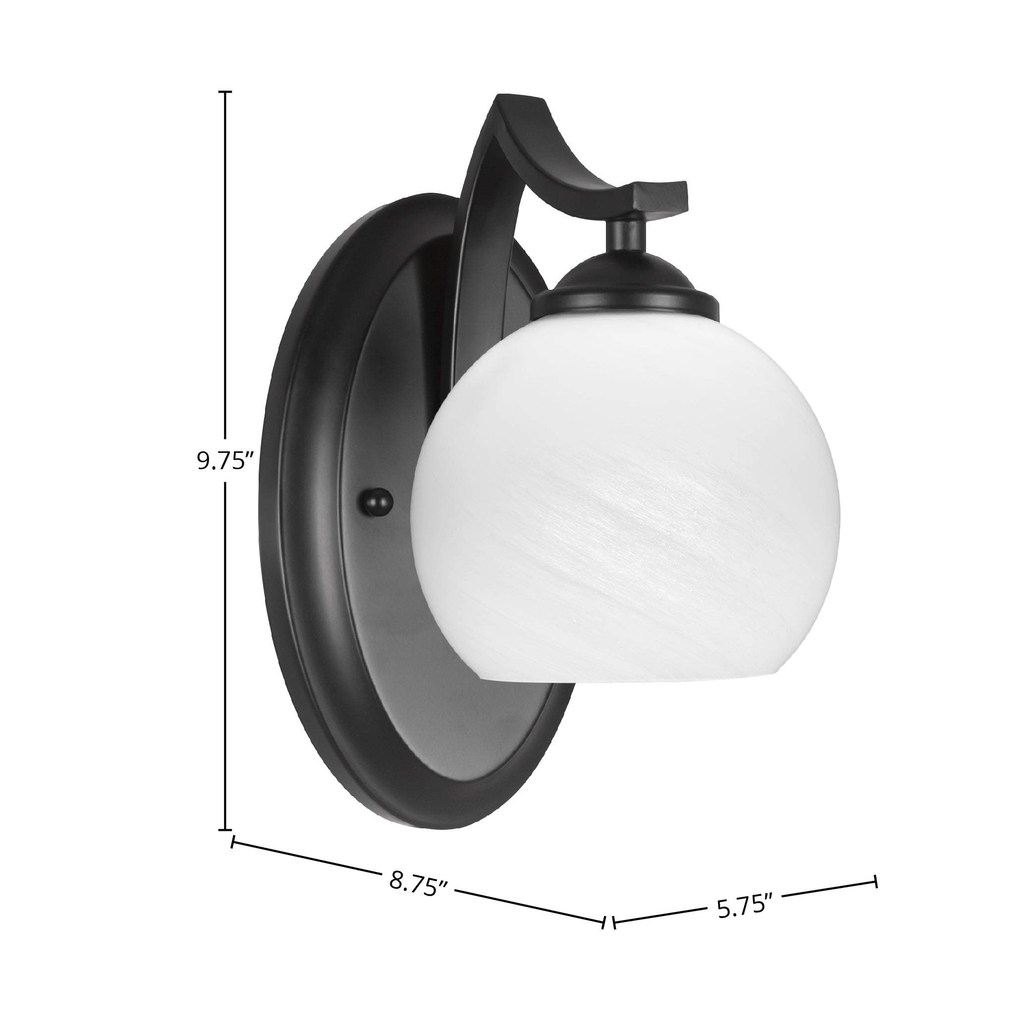Zilo One Light Wall Sconce in Matte Black with 5.75" White Marble Shade