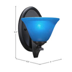 Zilo One Light Wall Sconce in Matte Black with 7" Blue Italian Shade