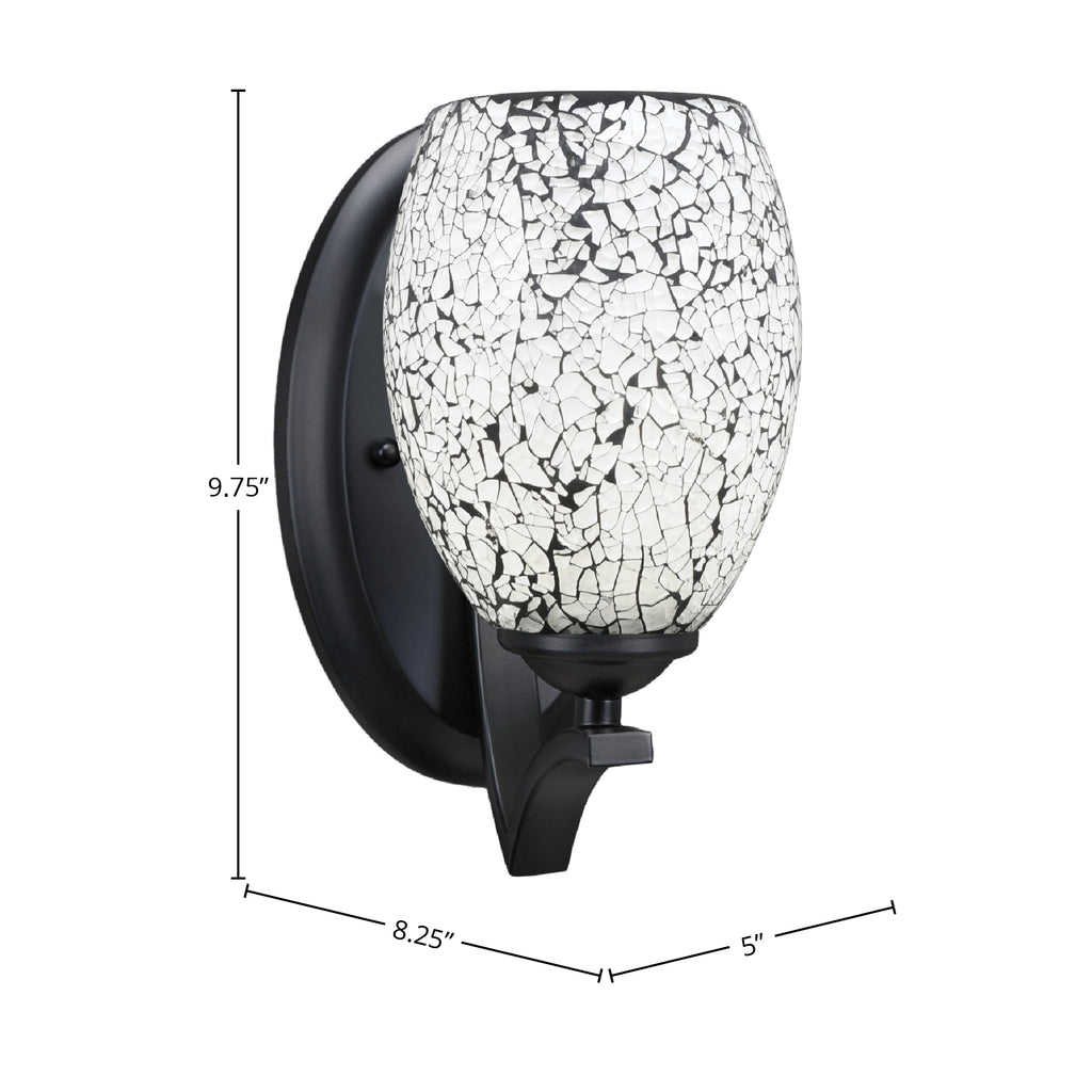 Zilo One Light Wall Sconce in Matte Black with 5" Black Fusion Shade