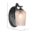 Zilo One Light Wall Sconce in Matte Black with 5" Silver Textured Shade