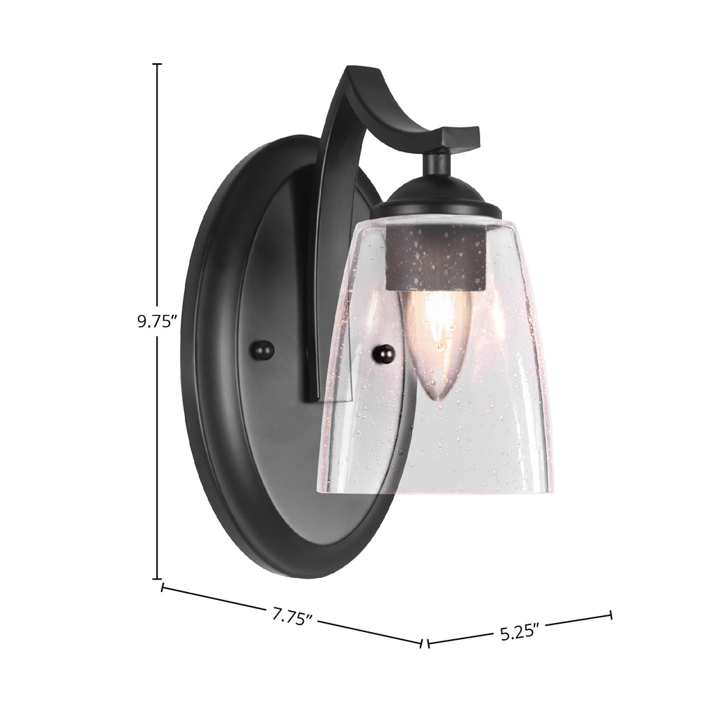 Zilo One Light Wall Sconce in Matte Black with 4.5" Square Clear Bubble Shade