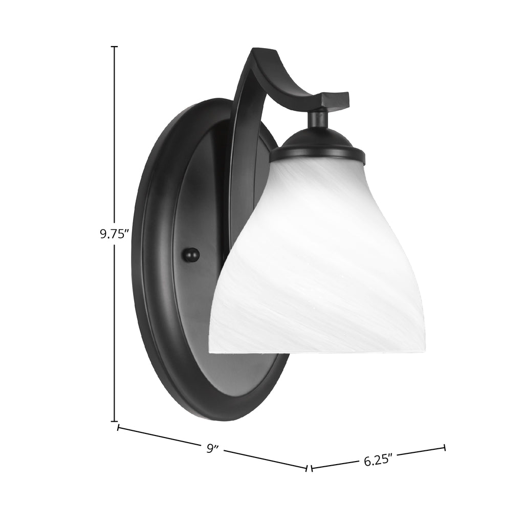 Zilo One Light Wall Sconce in Matte Black with 6.25" White Marble Shade