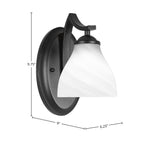 Zilo One Light Wall Sconce in Matte Black with 6.25" White Marble Shade
