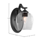 Zilo One Light Wall Sconce in Matte Black with 6" Clear Bubble Shade