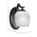 Zilo One Light Wall Sconce in Matte Black with 6" White Marble Shade
