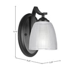 Zilo One Light Wall Sconce in Matte Black with 5" Clear Ribbed Shade