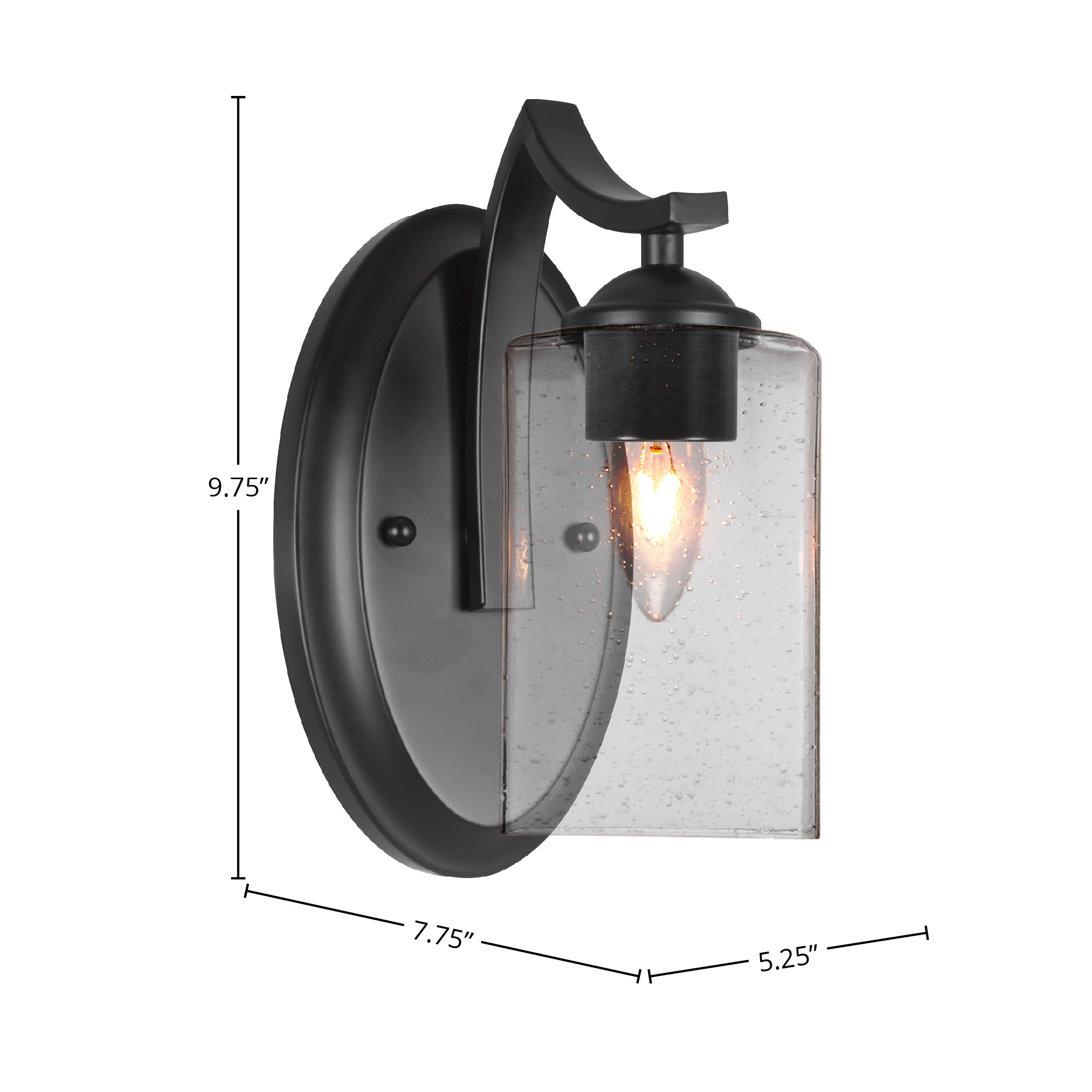 Zilo One Light Wall Sconce in Matte Black with 4" Square Clear Bubble Shade