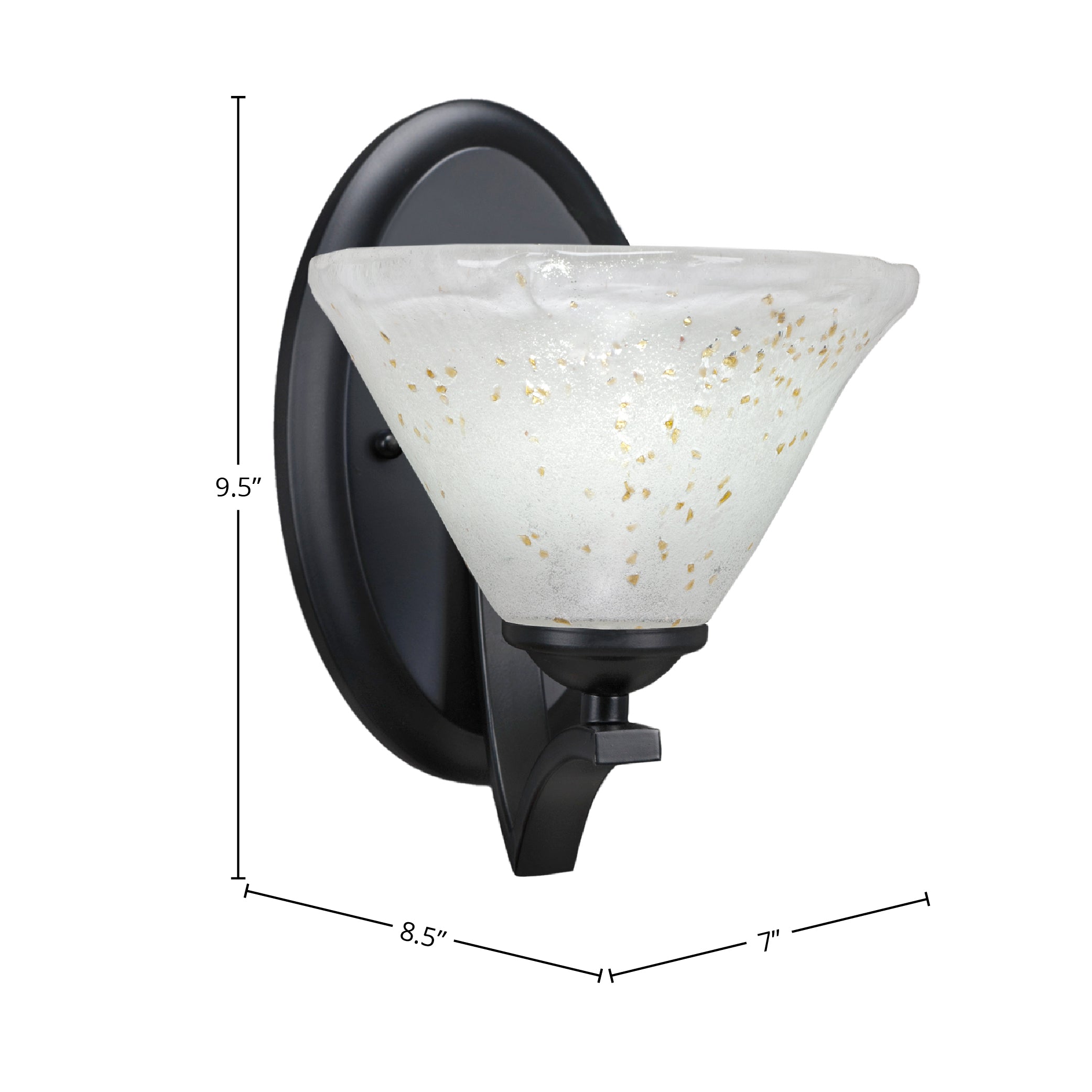 Zilo One Light Wall Sconce in Matte Black with 7" Gold Ice Shade
