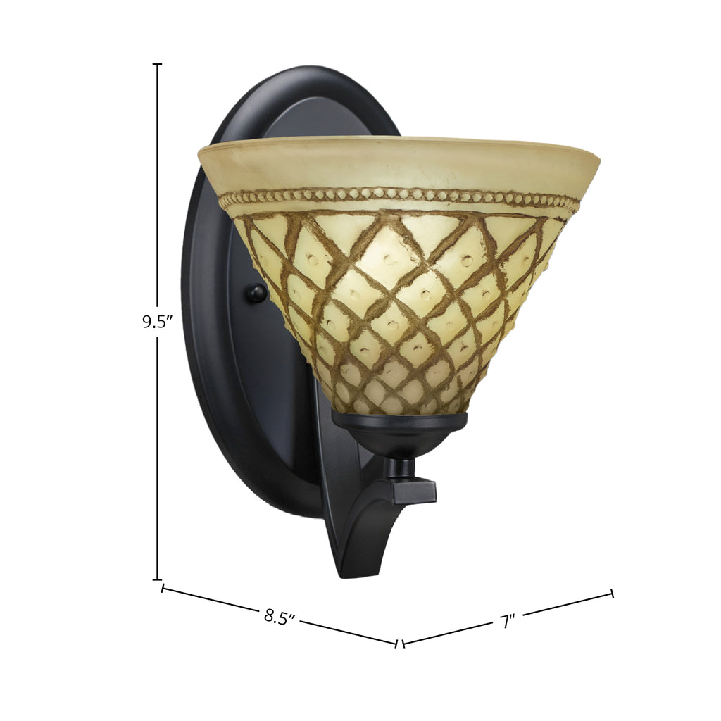 Zilo One Light Wall Sconce in Matte Black with 7" Chocolate Icing Shade
