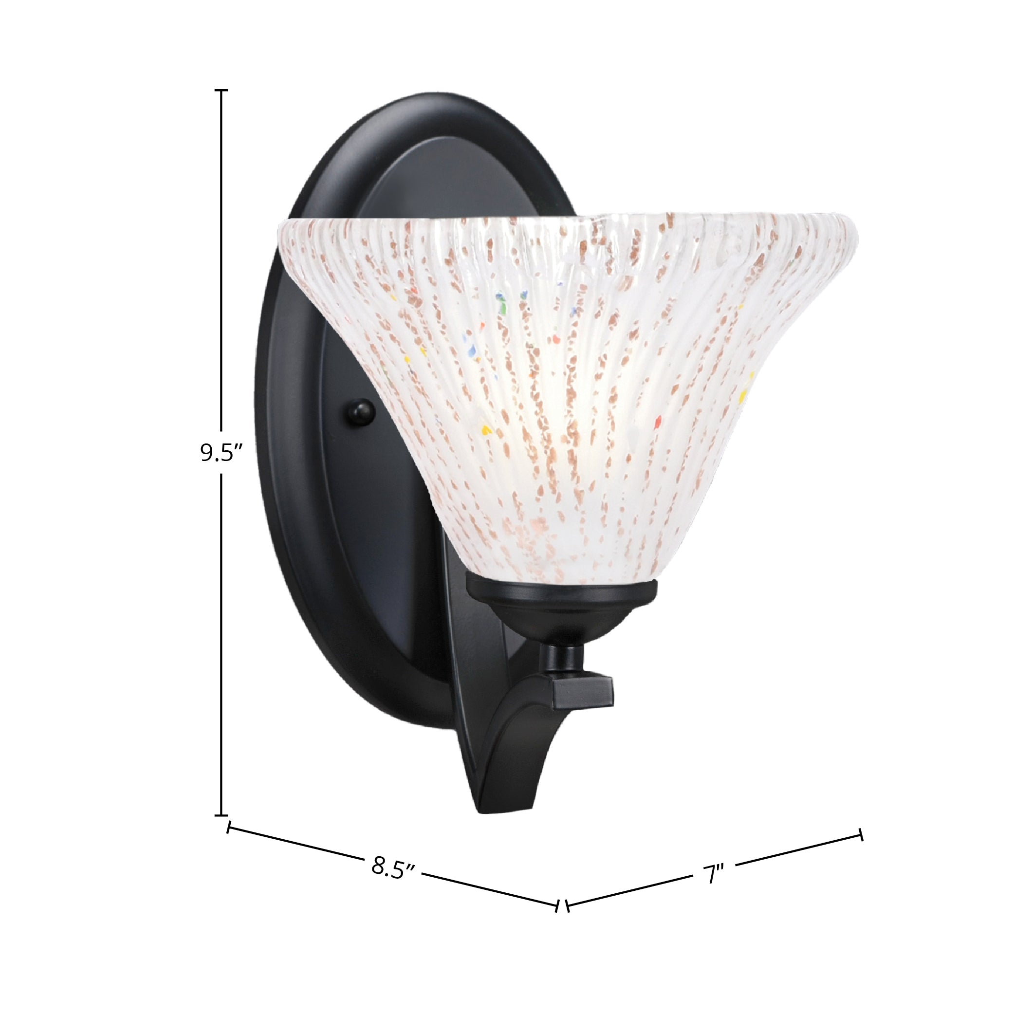 Zilo One Light Wall Sconce in Matte Black with 7" Frosted Crystal Shade