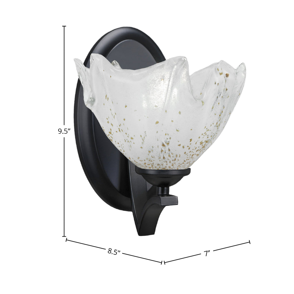 Zilo One Light Wall Sconce in Matte Black with 7" Gold Ice Shade