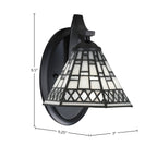 Zilo One Light Wall Sconce in Matte Black with 7" Pewter Art Glass Shade