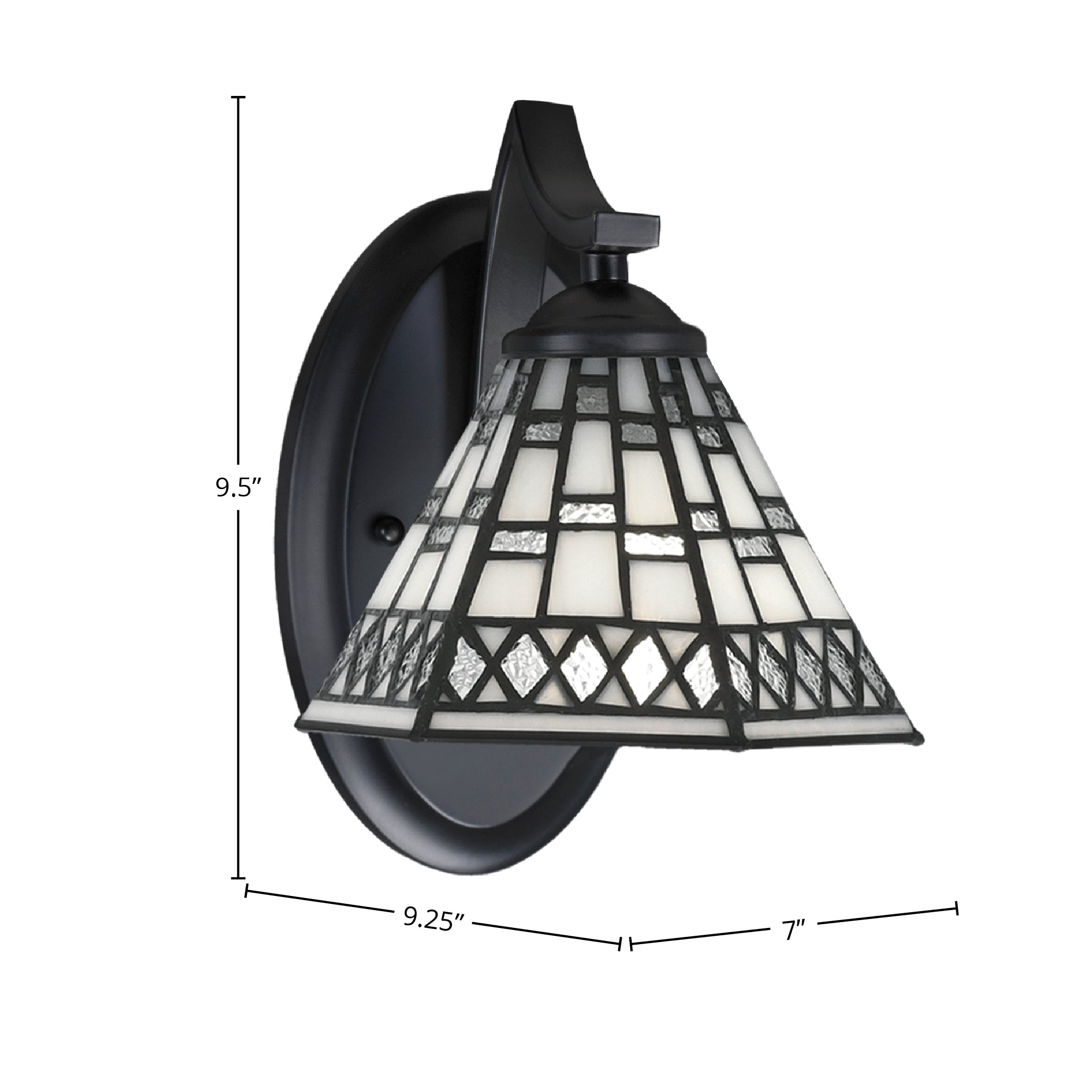 Zilo One Light Wall Sconce in Matte Black with 7" Pewter Art Glass Shade
