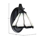 Zilo One Light Wall Sconce in Matte Black with 7" Pearl & Black Flair Art Glass Shade