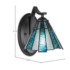 Zilo One Light Wall Sconce in Matte Black with 7" Sea Ice Art Glass Shade