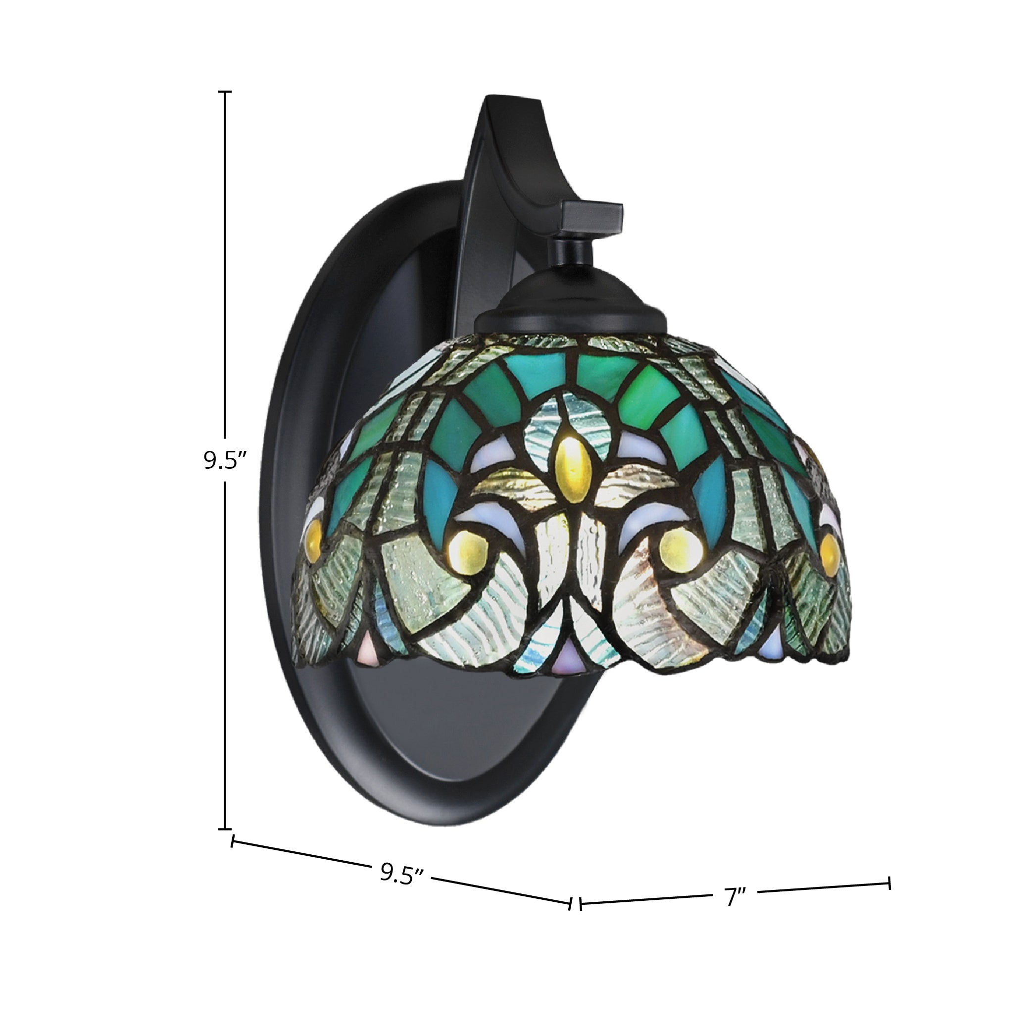 Zilo One Light Wall Sconce in Matte Black with 7" Turquoise Cypress Art Glass Shade