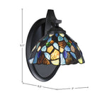 Zilo One Light Wall Sconce in Matte Black with 7" Blue Mosaic Art Glass Shade