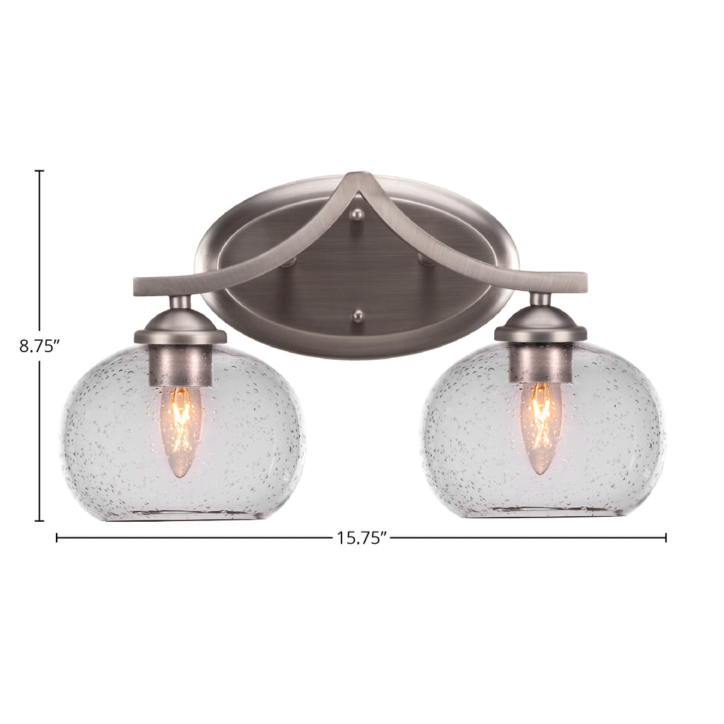 Zilo Two Light Bath Bar in Graphite with 7" Clear Bubble Shade