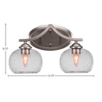 Zilo Two Light Bath Bar in Graphite with 7" Clear Bubble Shade