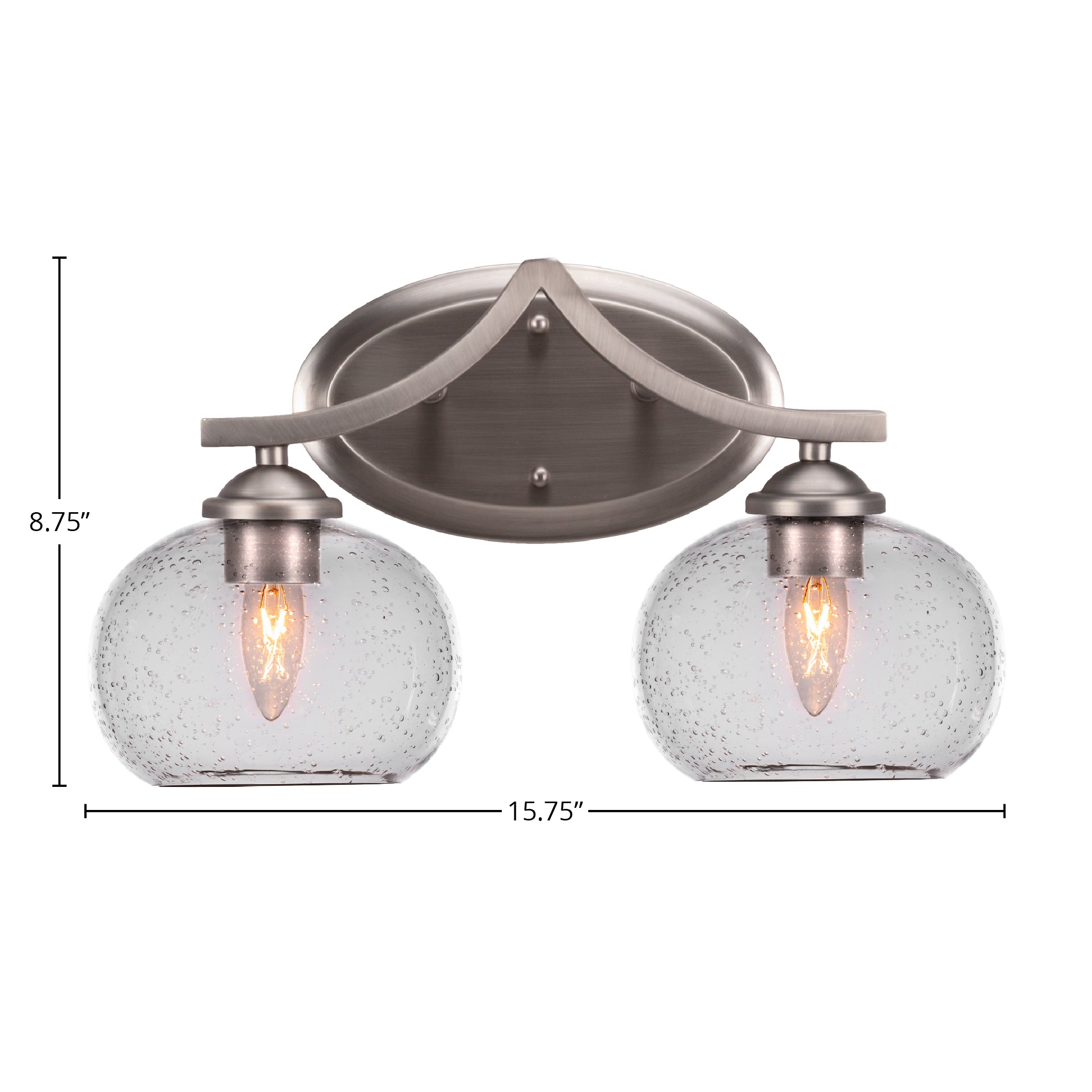 Zilo Two Light Bath Bar in Graphite with 7" Clear Bubble Shade