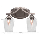 Zilo Two Light Bath Bar in Graphite with 5" Clear Bubble Shade
