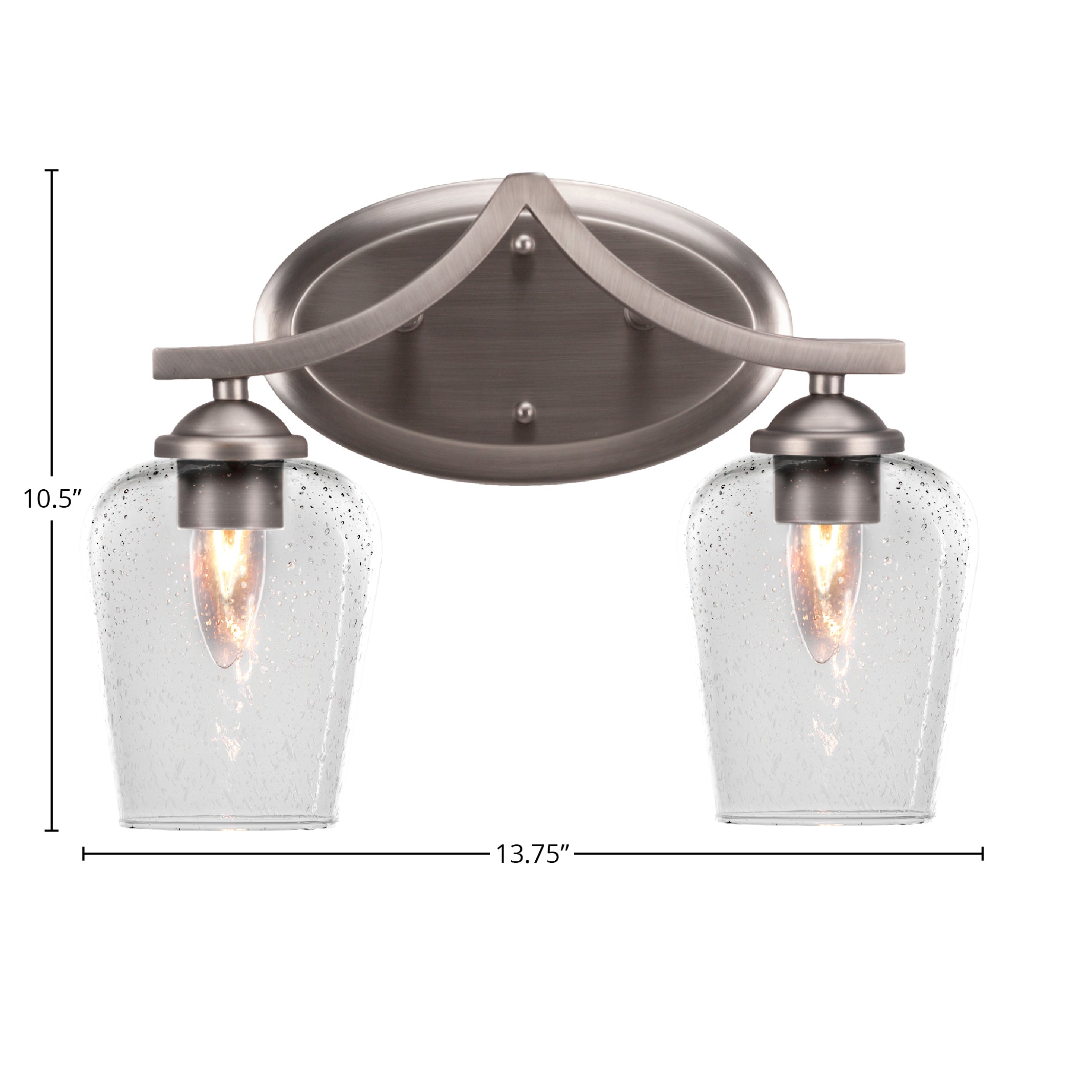 Zilo Two Light Bath Bar in Graphite with 5" Clear Bubble Shade