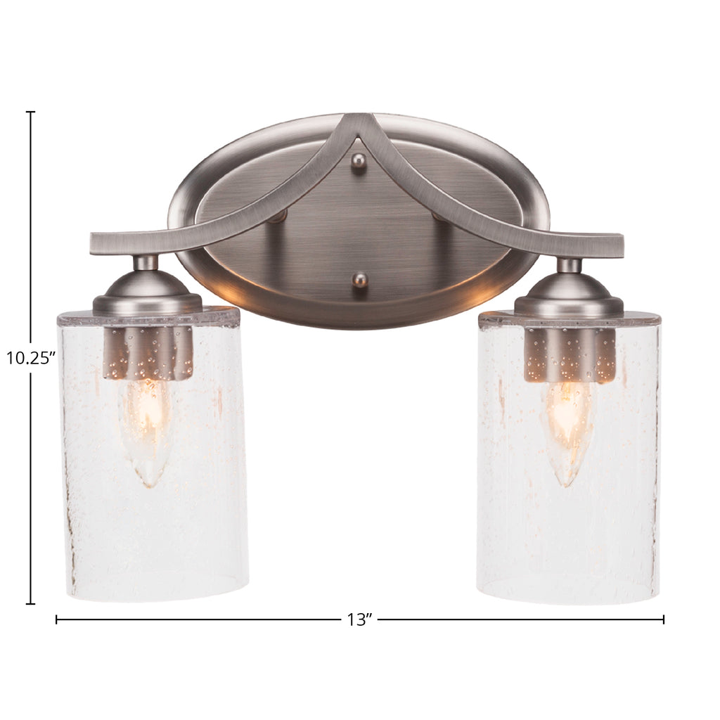 Zilo Two Light Bath Bar in Graphite with 4" Clear Bubble Shade