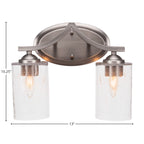 Zilo Two Light Bath Bar in Graphite with 4" Clear Bubble Shade