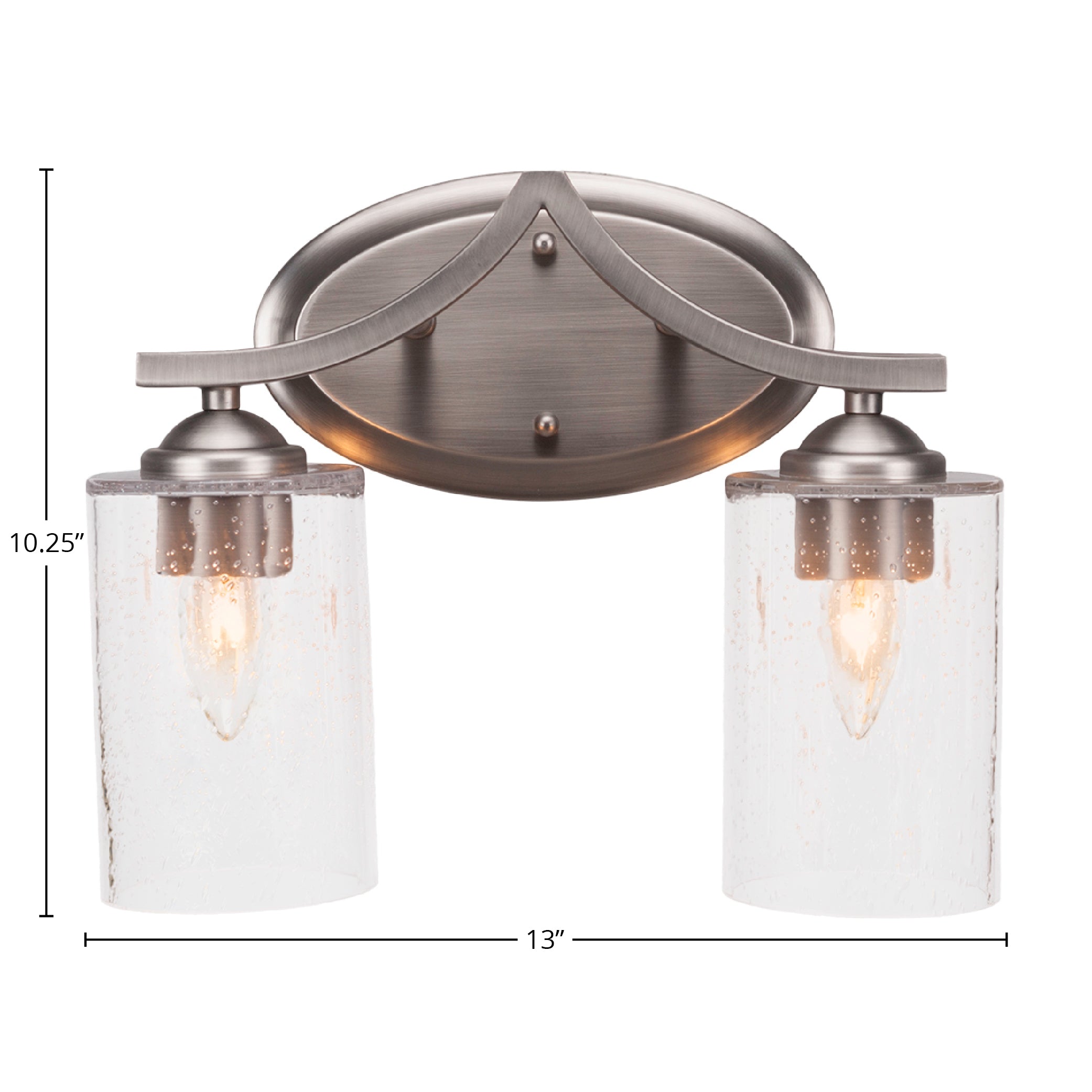 Zilo Two Light Bath Bar in Graphite with 4" Clear Bubble Shade
