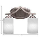 Zilo Two Light Bath Bar in Graphite with 4" White Marble Shade