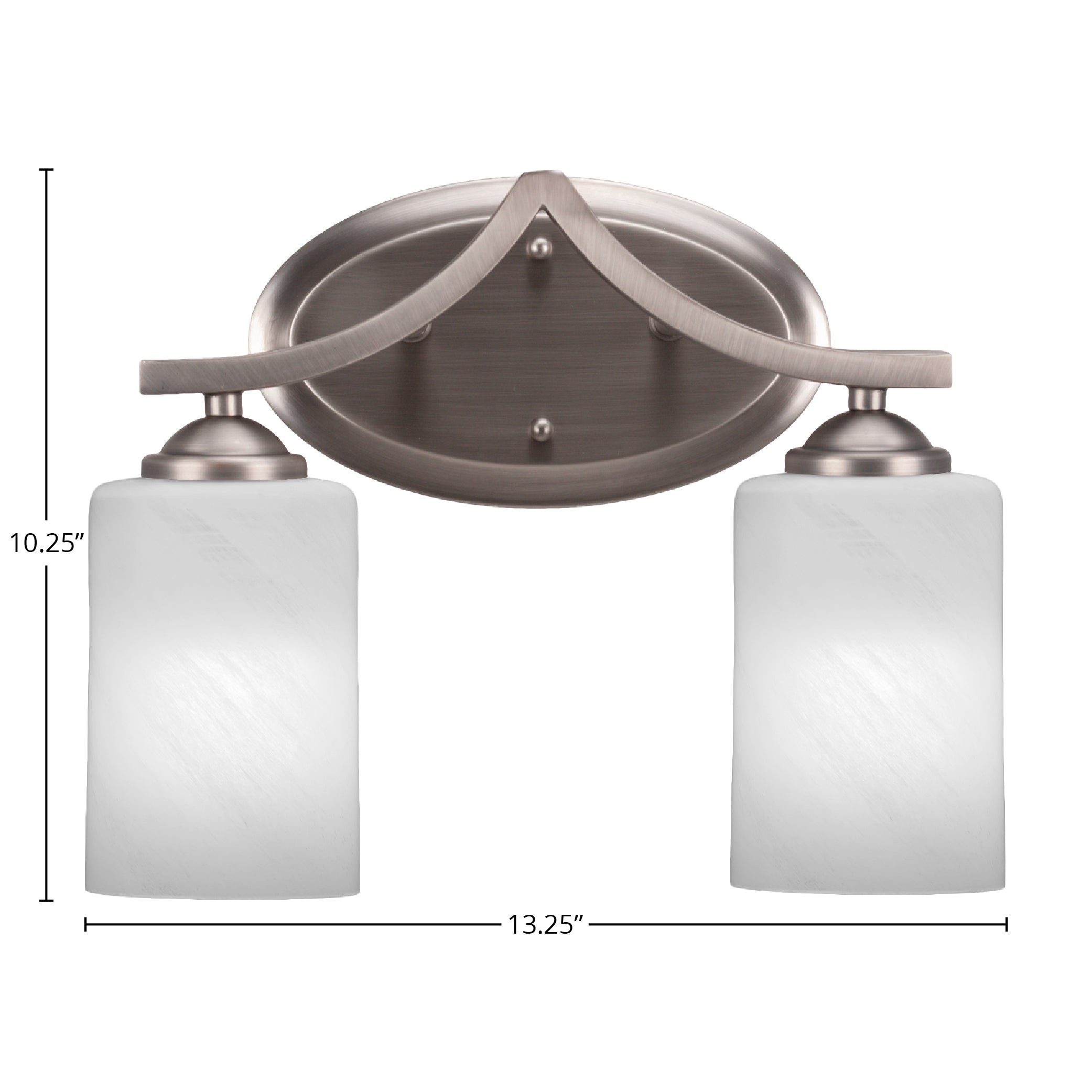 Zilo Two Light Bath Bar in Graphite with 4" White Marble Shade