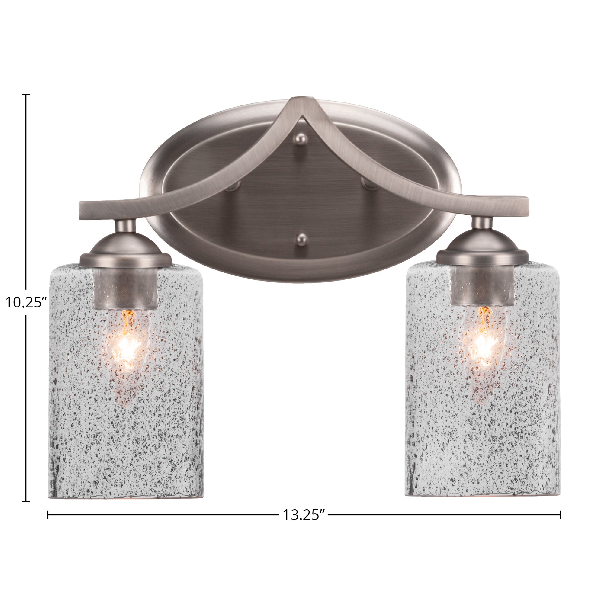 Zilo Two Light Bath Bar in Graphite with 4" Smoke Bubble Shade