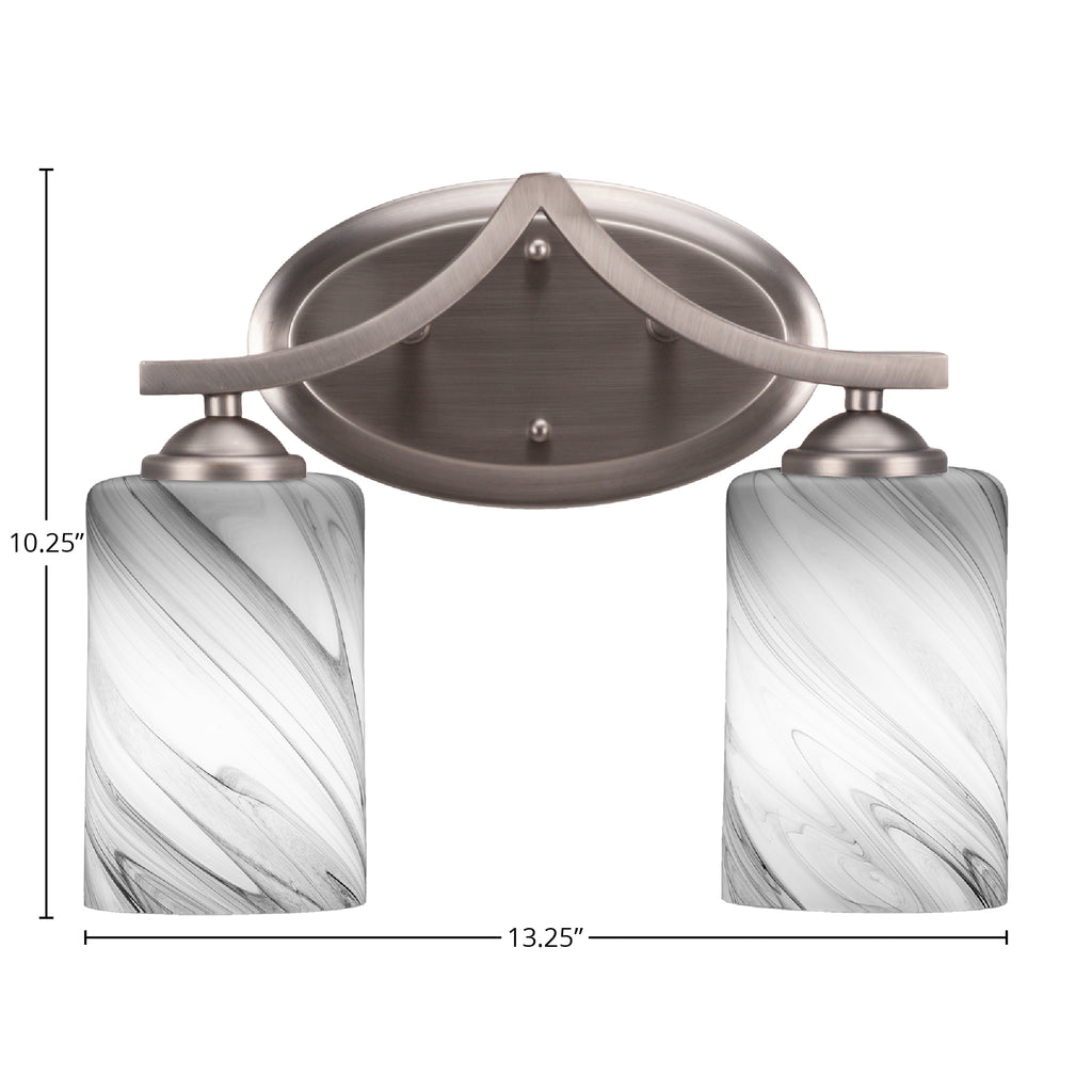 Zilo Two Light Bath Bar in Graphite with 4" Onyx Swirl Shade