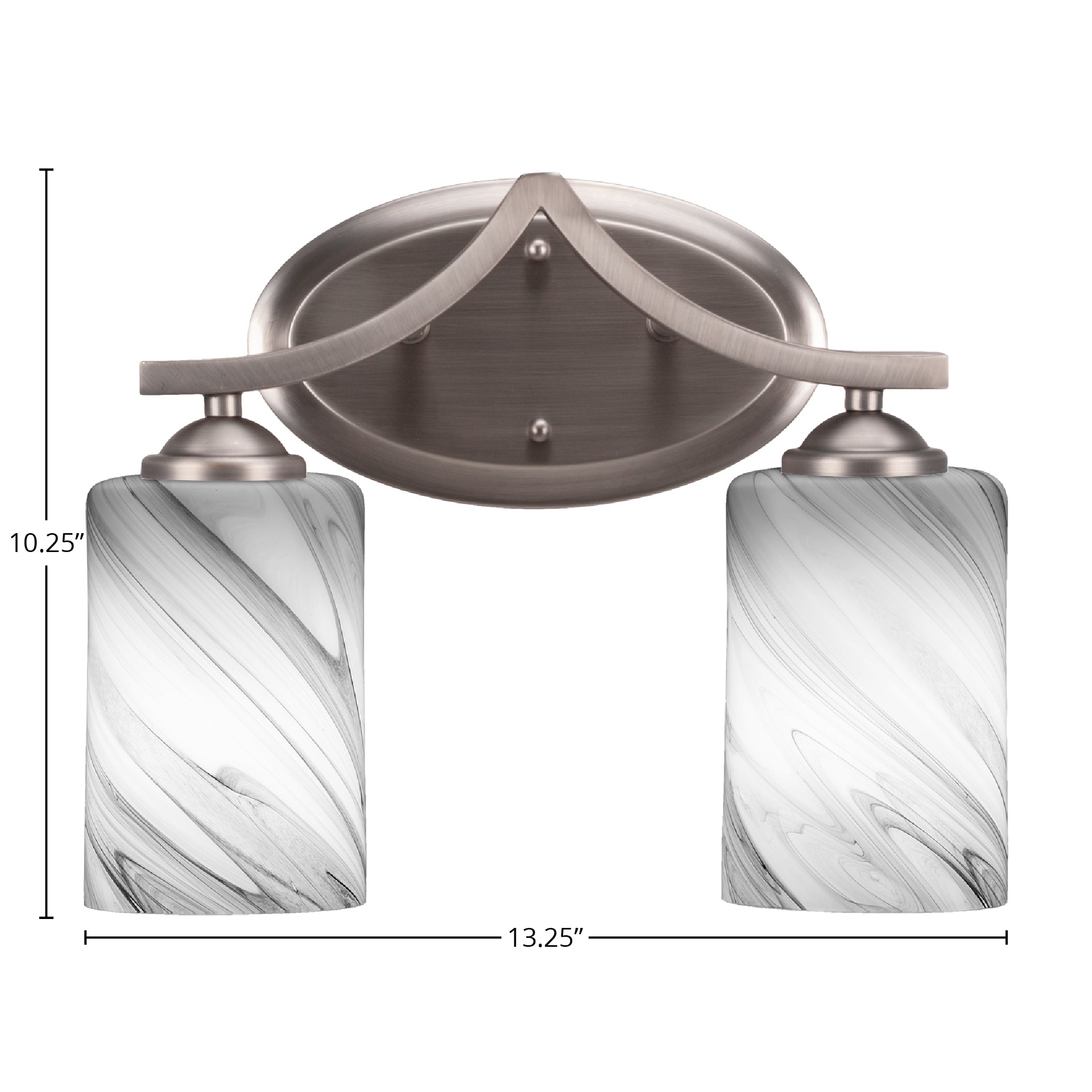 Zilo Two Light Bath Bar in Graphite with 4" Onyx Swirl Shade