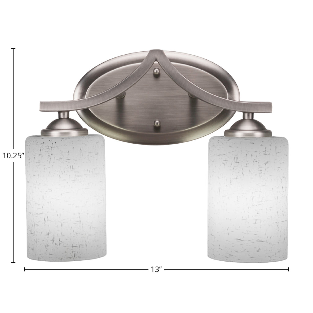 Zilo Two Light Bath Bar in Graphite with 4" White Muslin Shade