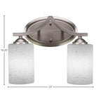 Zilo Two Light Bath Bar in Graphite with 4" White Muslin Shade