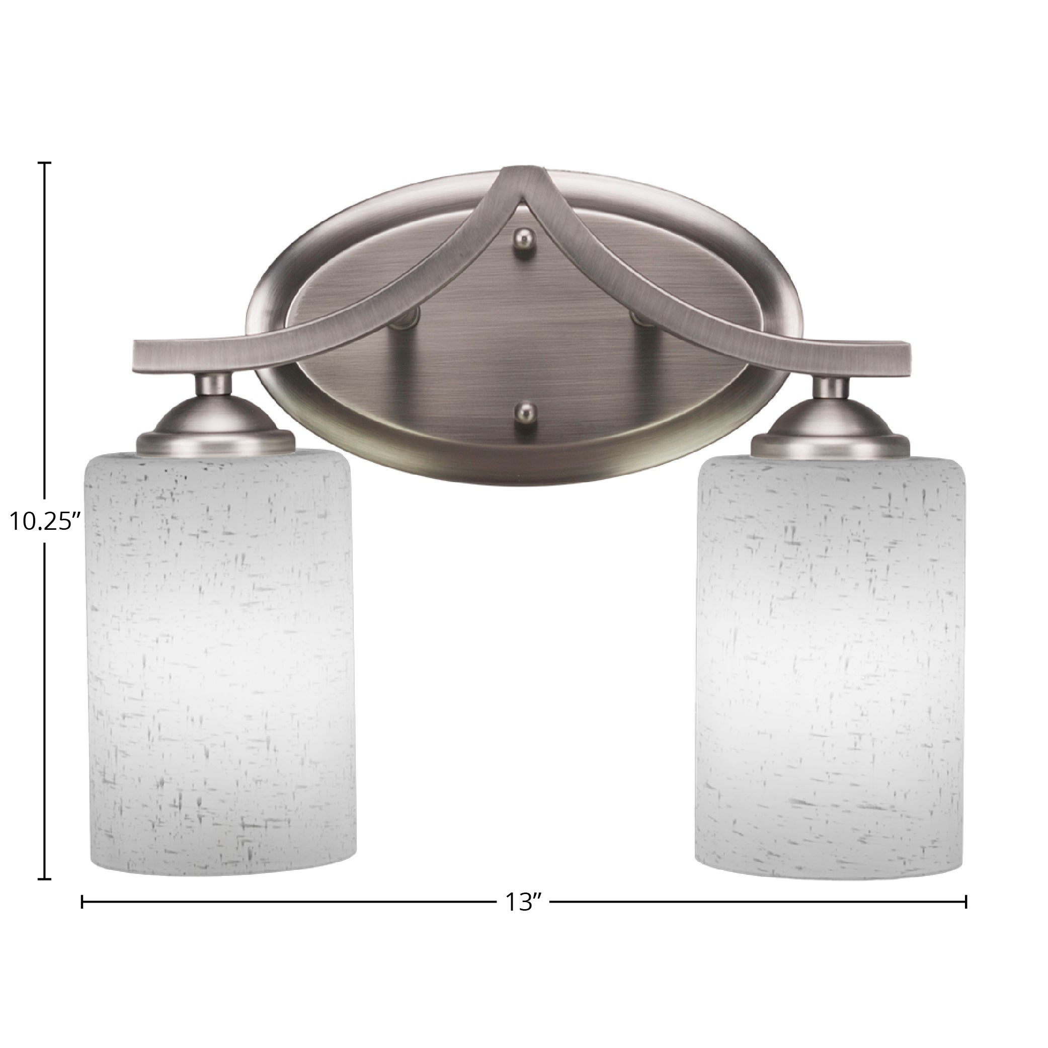 Zilo Two Light Bath Bar in Graphite with 4" White Muslin Shade