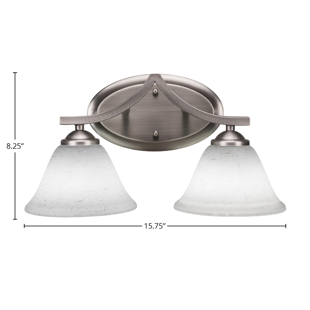 Zilo Two Light Bath Bar in Graphite with 7" White Muslin Shade