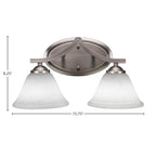 Zilo Two Light Bath Bar in Graphite with 7" White Muslin Shade