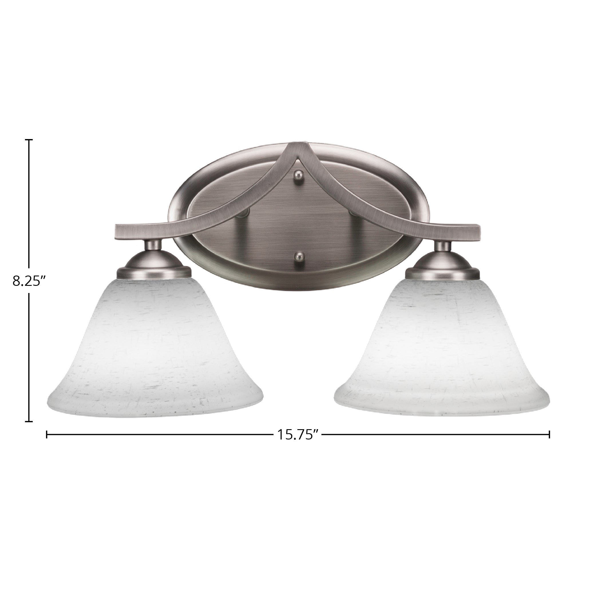 Zilo Two Light Bath Bar in Graphite with 7" White Muslin Shade