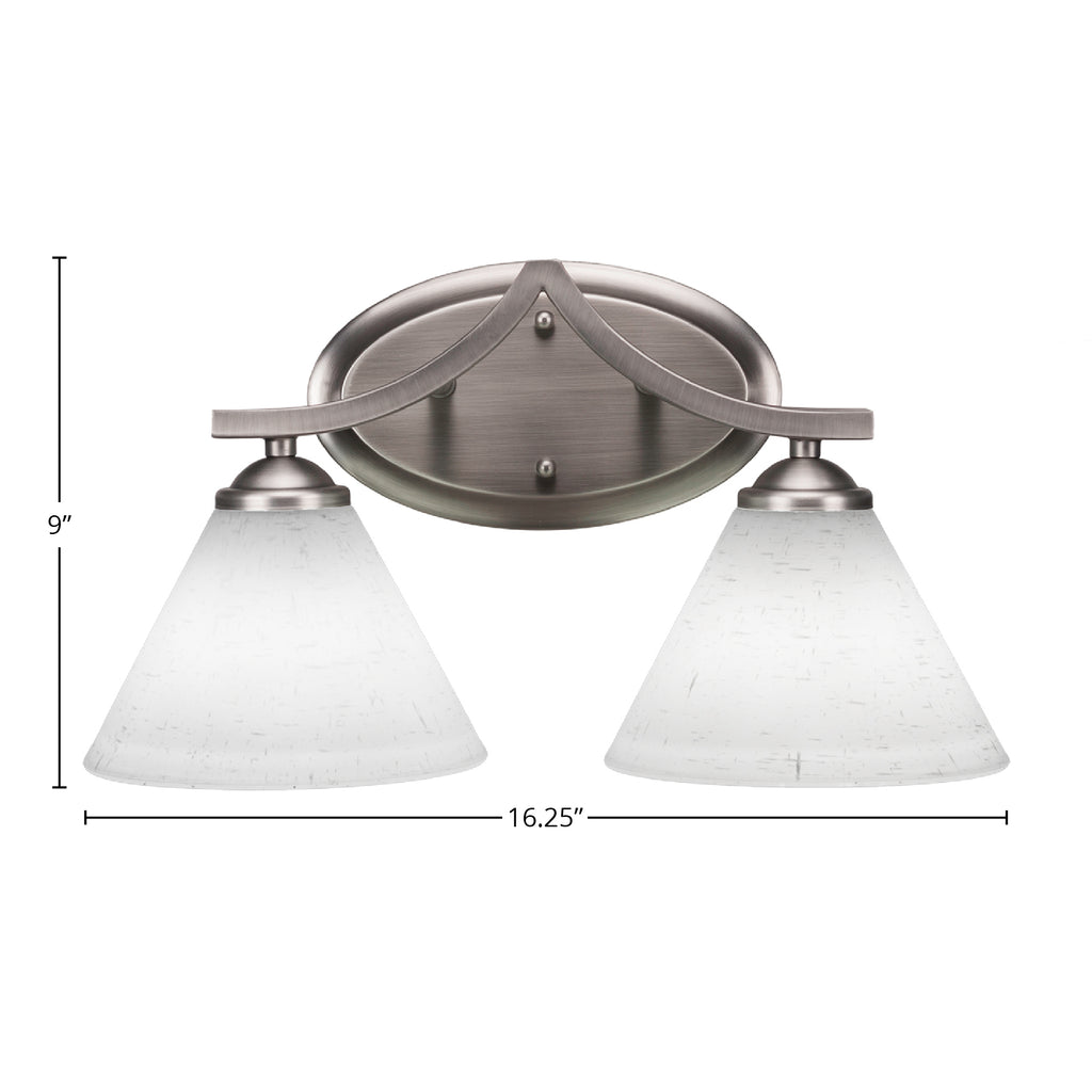 Zilo Two Light Bath Bar in Graphite with 7" White Muslin Shade