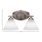 Zilo Two Light Bath Bar in Graphite with 7" White Muslin Shade