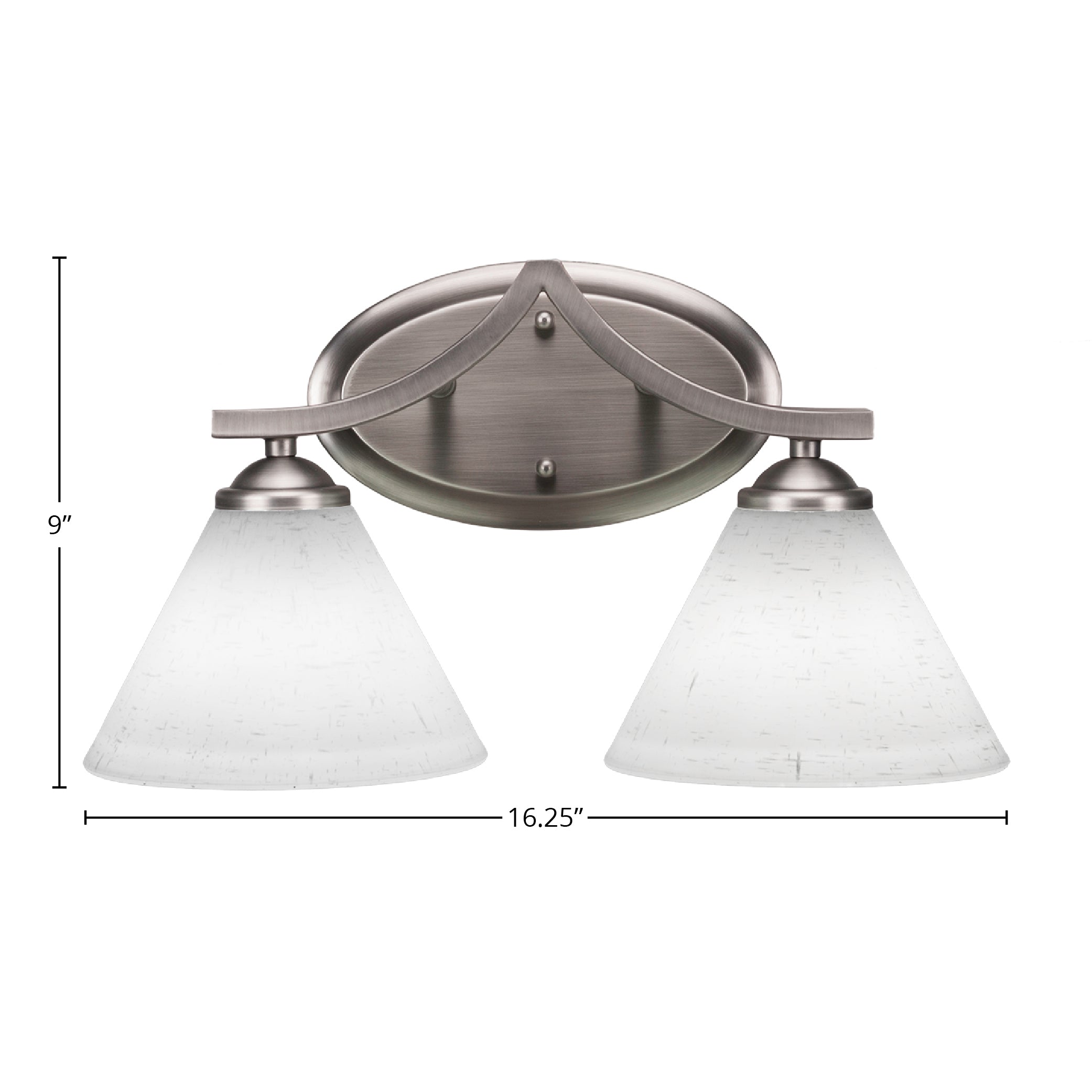 Zilo Two Light Bath Bar in Graphite with 7" White Muslin Shade