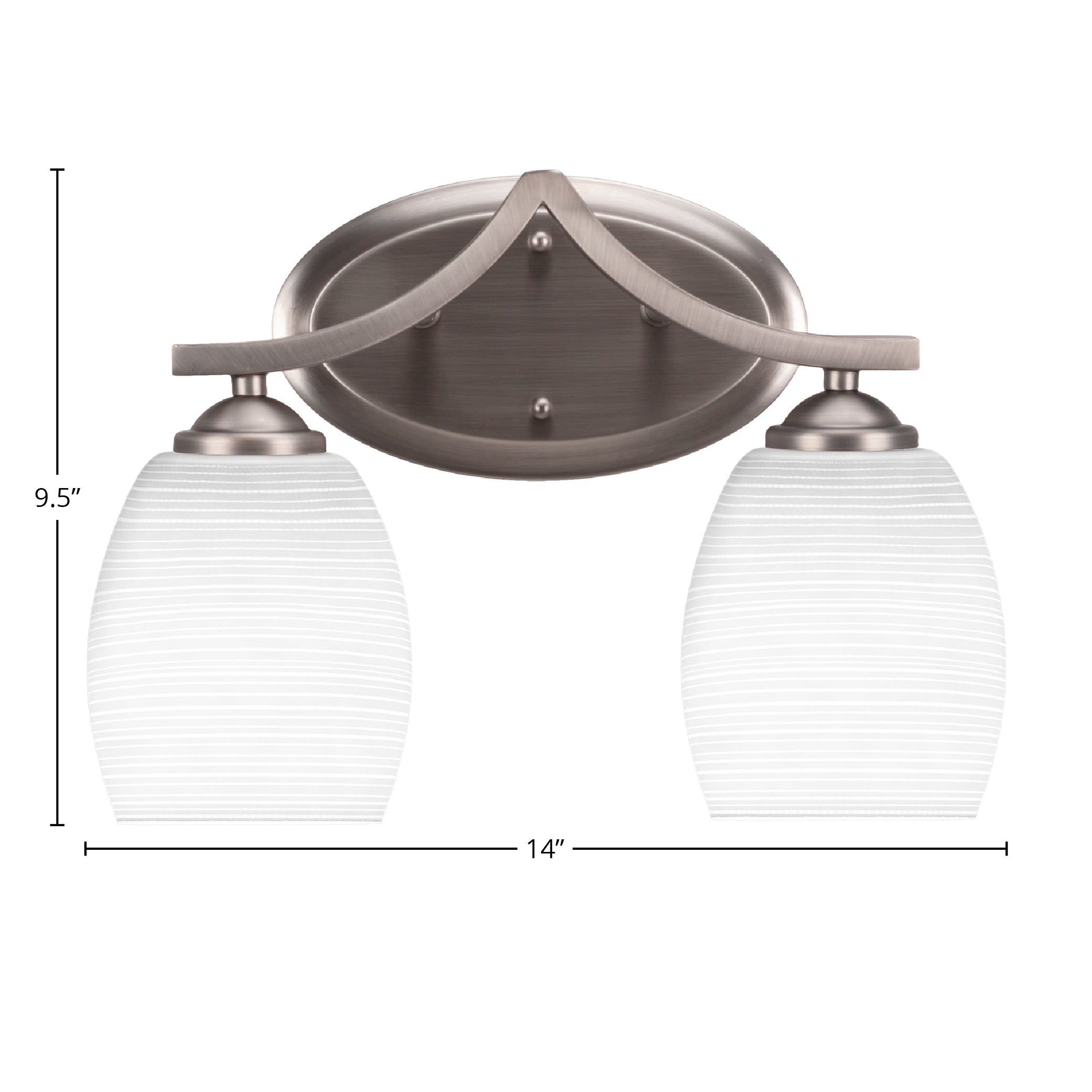 Zilo Two Light Bath Bar in Graphite with 5" White Matrix Shade